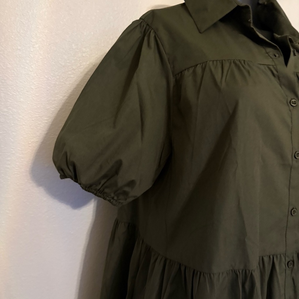 Chic Olive Green Midi Dress - Picture 5 of 8